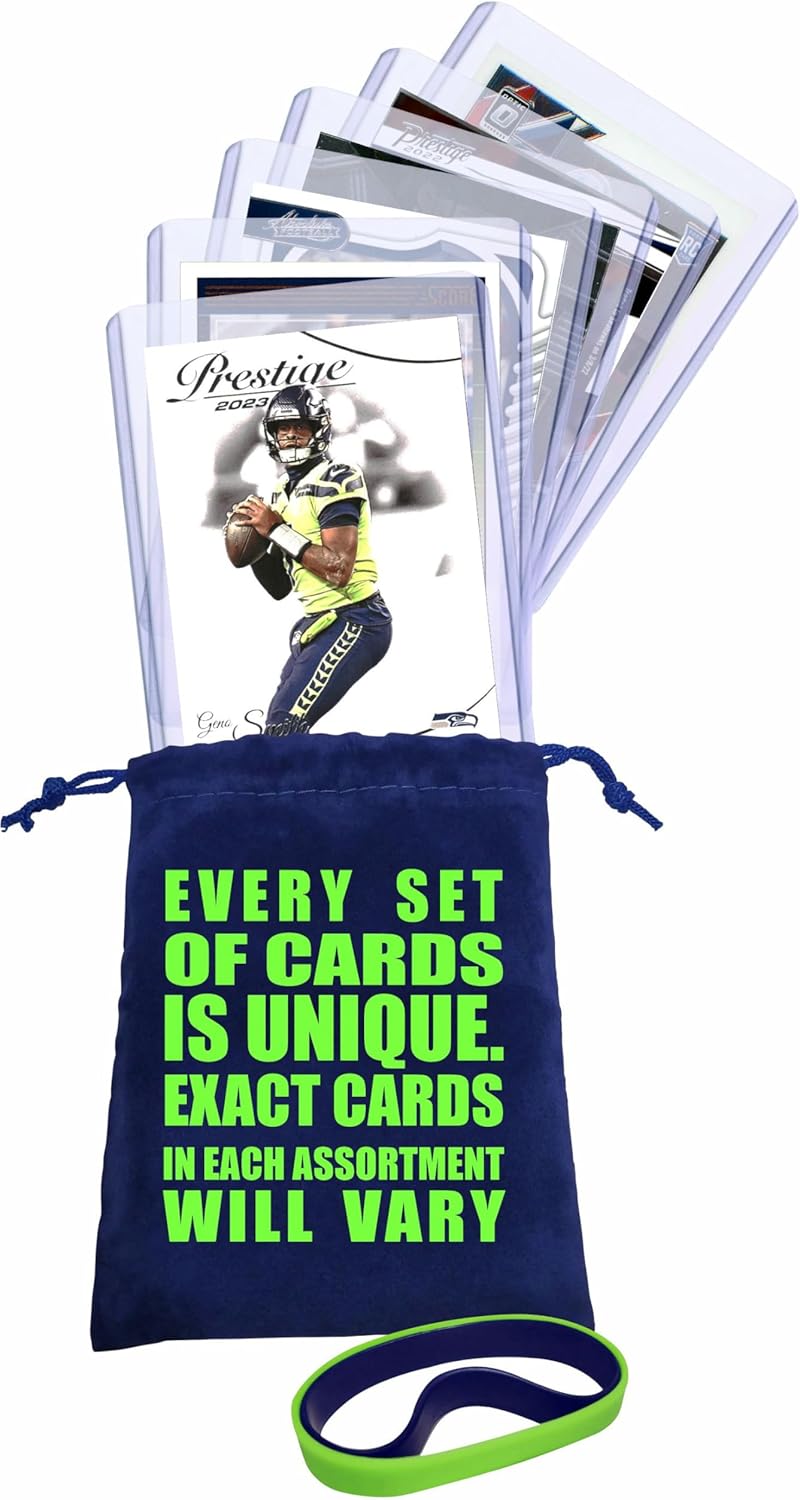 Chaser Seattle Seahawks Cards: Sam Darnold, Kenneth Walker III, Jaxon Smith-Njigba, Tyler Lockett, Cooper Kupp, Marquez Valdes-Scantling, Shaun Alexander, and Russell Wilson ASSORTED Football Stars & GOATs Trading Card & Wristbands Gift Pack - Image 5